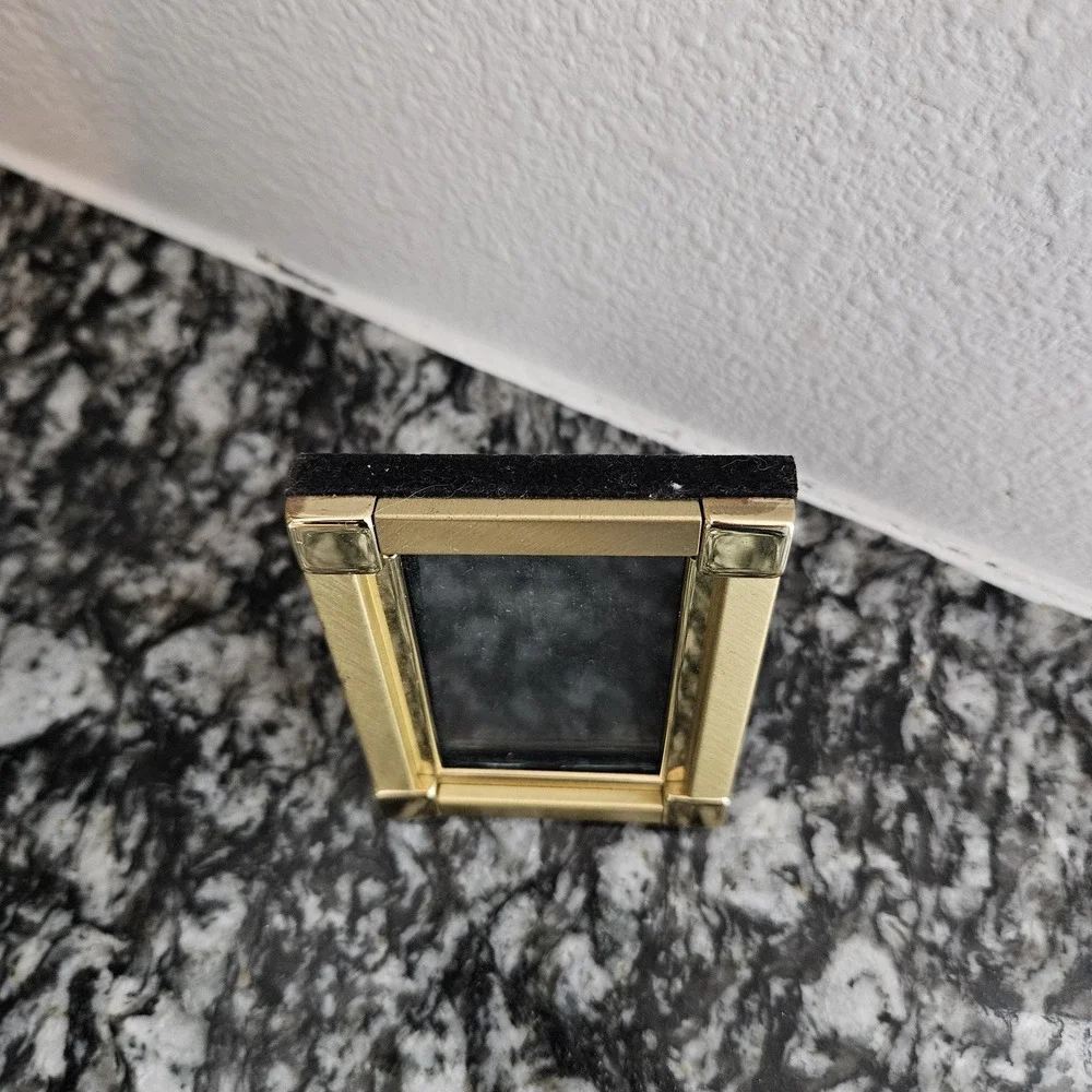 vintage gold tone picture frame with easel velvet back stand 4x3‎ inches